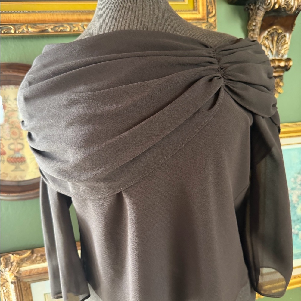 MSK Brown Draped Blouse vintage 90s blouse